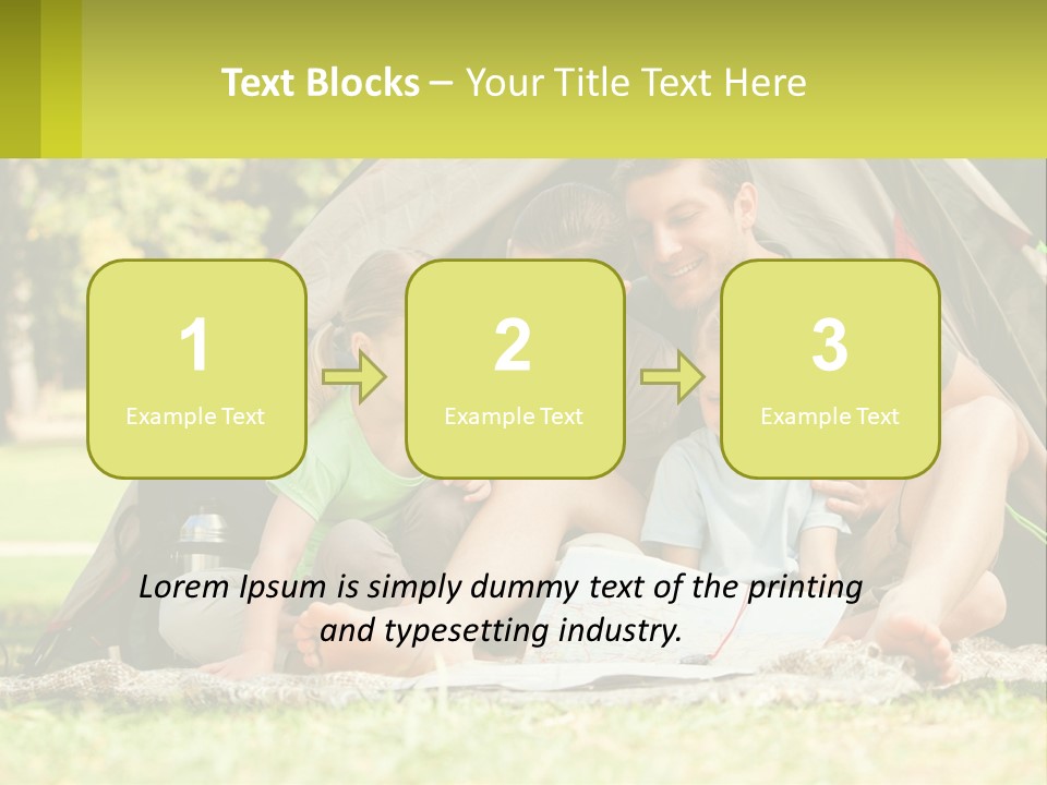 A Family Sitting In Front Of A Tent Reading A Book PowerPoint Template