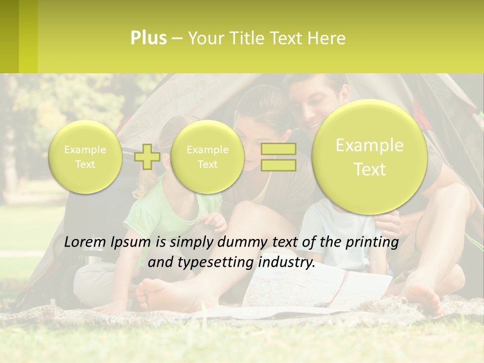 A Family Sitting In Front Of A Tent Reading A Book PowerPoint Template