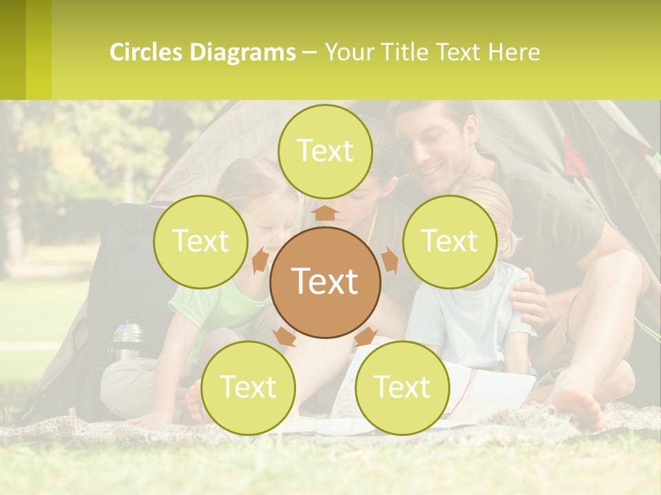 A Family Sitting In Front Of A Tent Reading A Book PowerPoint Template