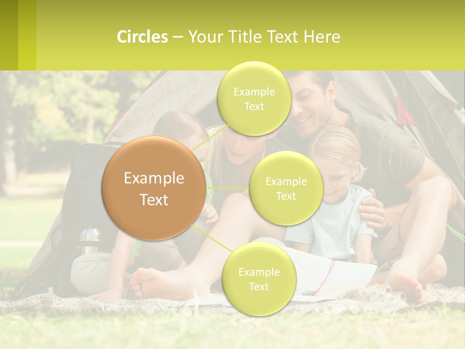 A Family Sitting In Front Of A Tent Reading A Book PowerPoint Template