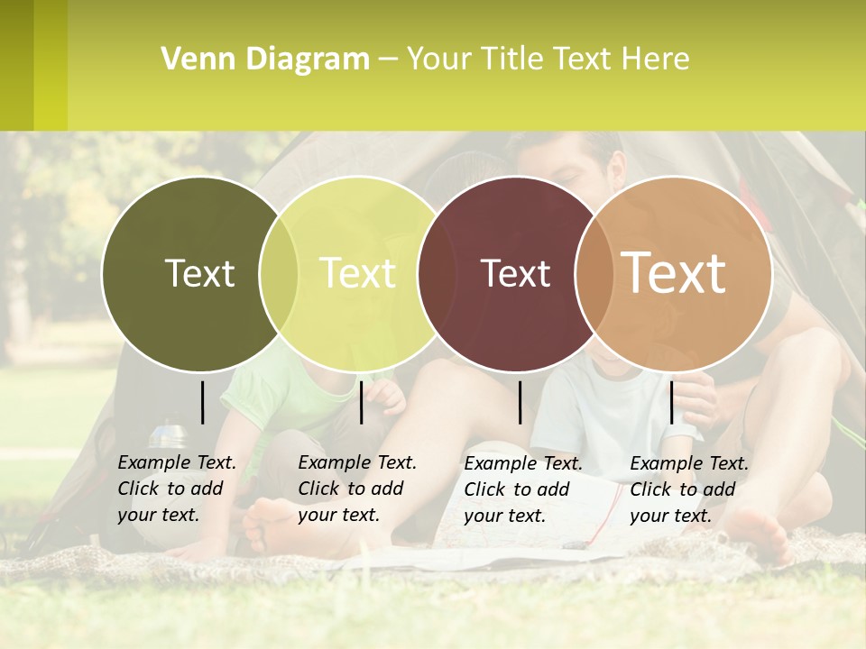 A Family Sitting In Front Of A Tent Reading A Book PowerPoint Template