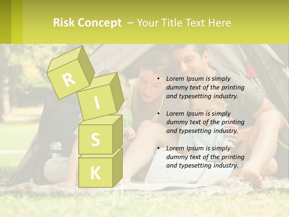 A Family Sitting In Front Of A Tent Reading A Book PowerPoint Template