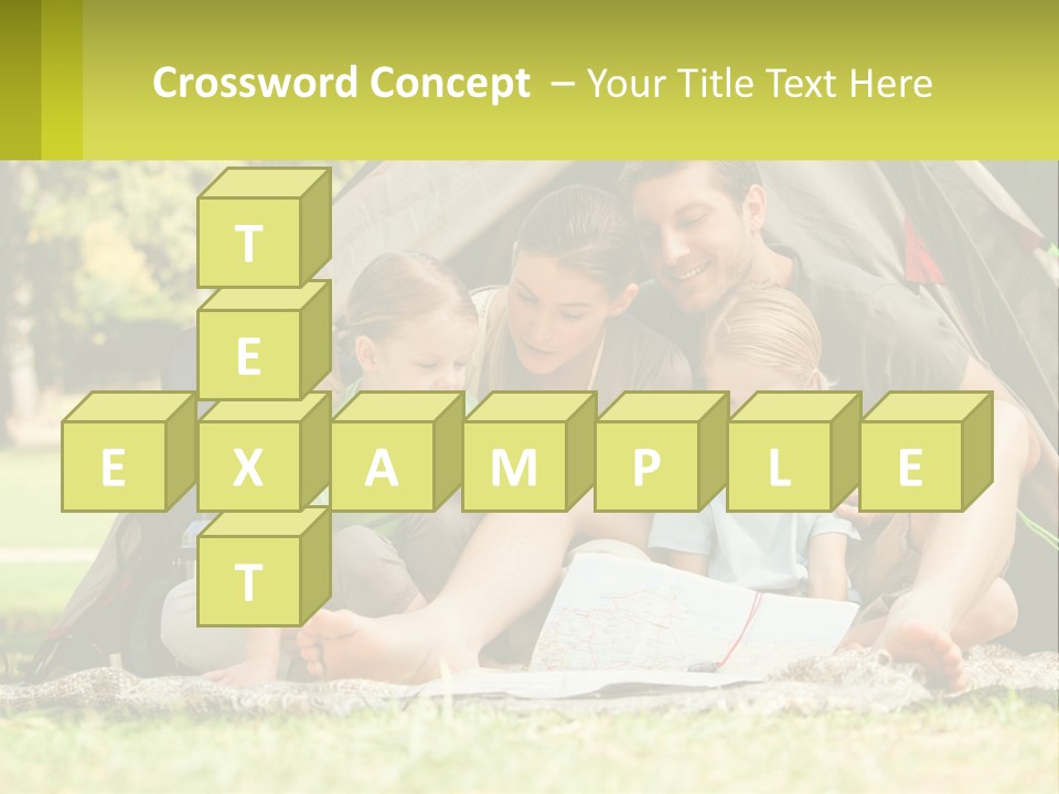 A Family Sitting In Front Of A Tent Reading A Book PowerPoint Template