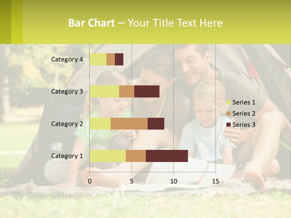 A Family Sitting In Front Of A Tent Reading A Book PowerPoint Template