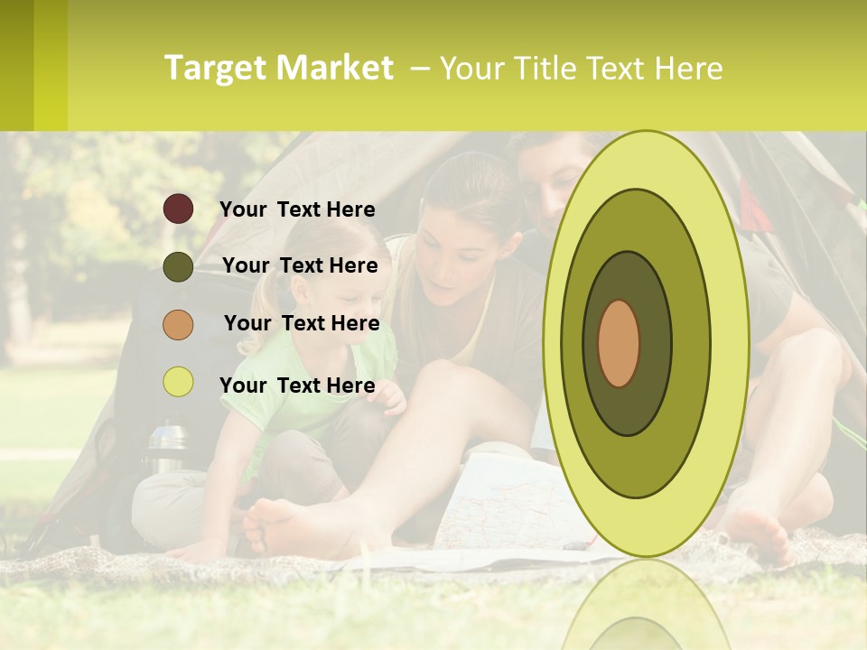 A Family Sitting In Front Of A Tent Reading A Book PowerPoint Template