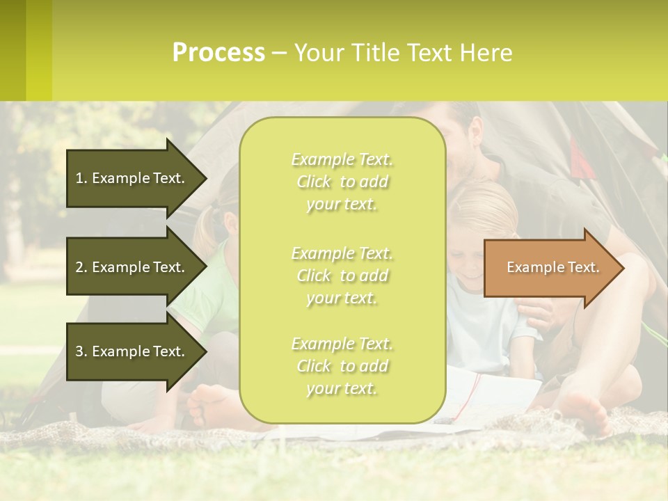 A Family Sitting In Front Of A Tent Reading A Book PowerPoint Template