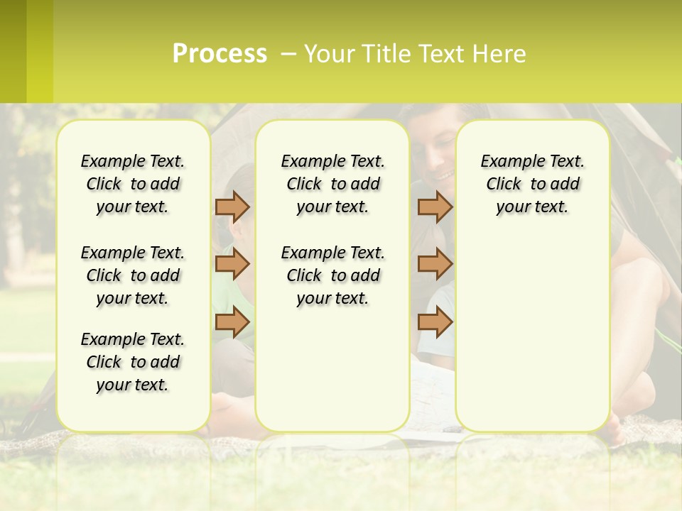 A Family Sitting In Front Of A Tent Reading A Book PowerPoint Template