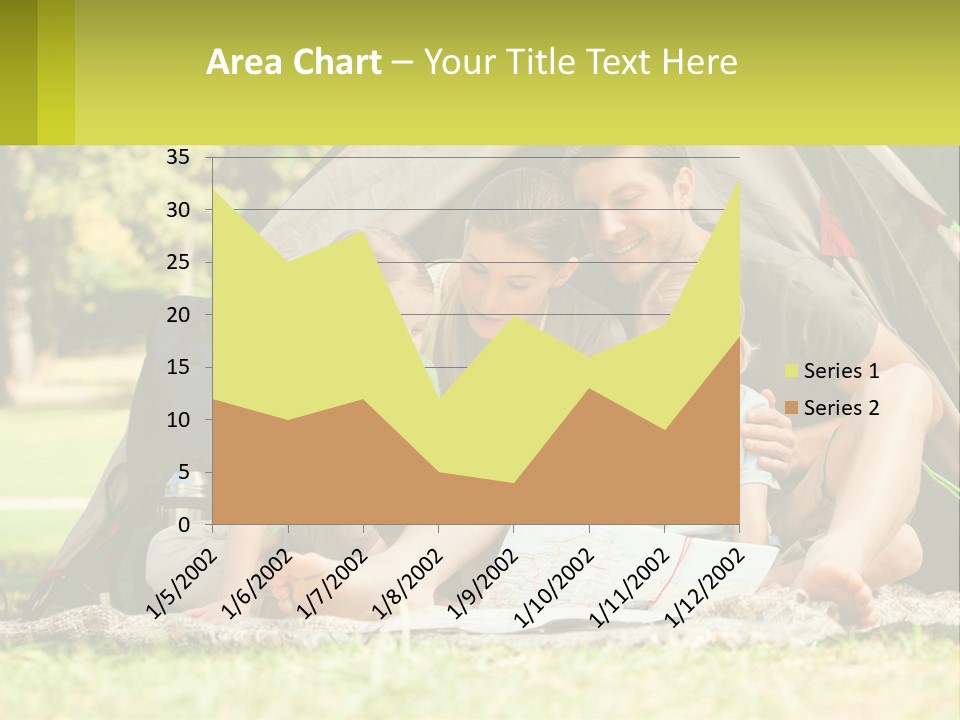 A Family Sitting In Front Of A Tent Reading A Book PowerPoint Template