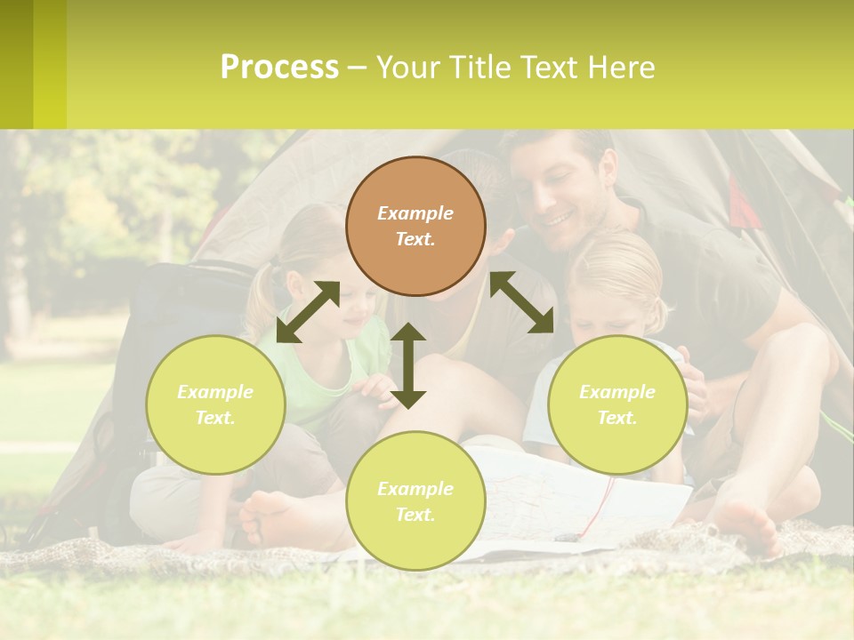 A Family Sitting In Front Of A Tent Reading A Book PowerPoint Template