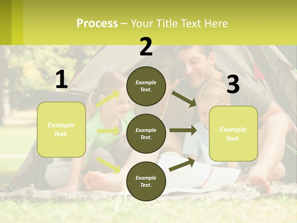 A Family Sitting In Front Of A Tent Reading A Book PowerPoint Template