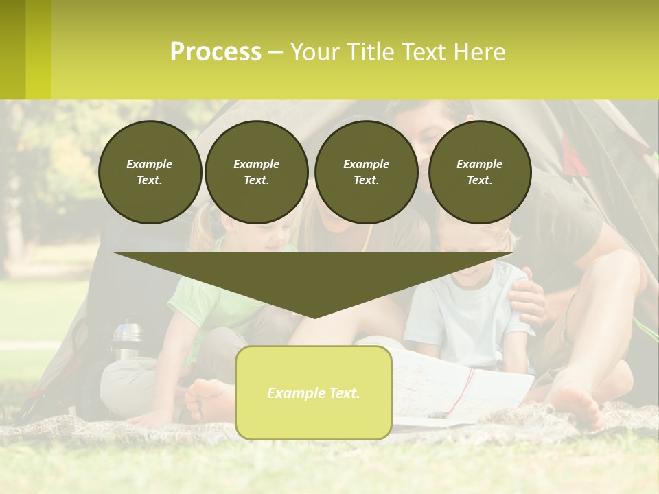 A Family Sitting In Front Of A Tent Reading A Book PowerPoint Template