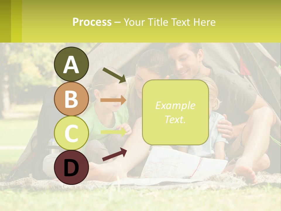 A Family Sitting In Front Of A Tent Reading A Book PowerPoint Template