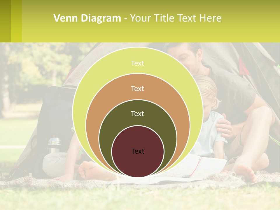 A Family Sitting In Front Of A Tent Reading A Book PowerPoint Template