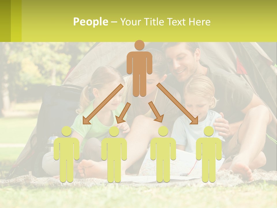 A Family Sitting In Front Of A Tent Reading A Book PowerPoint Template