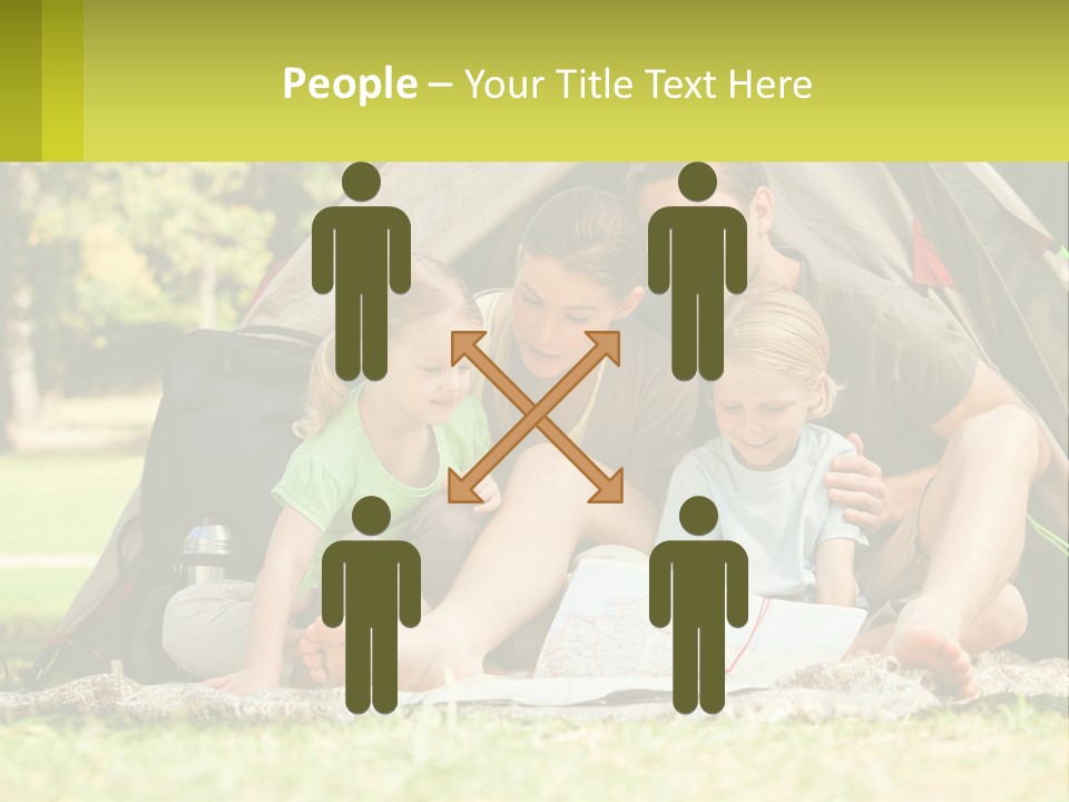 A Family Sitting In Front Of A Tent Reading A Book PowerPoint Template