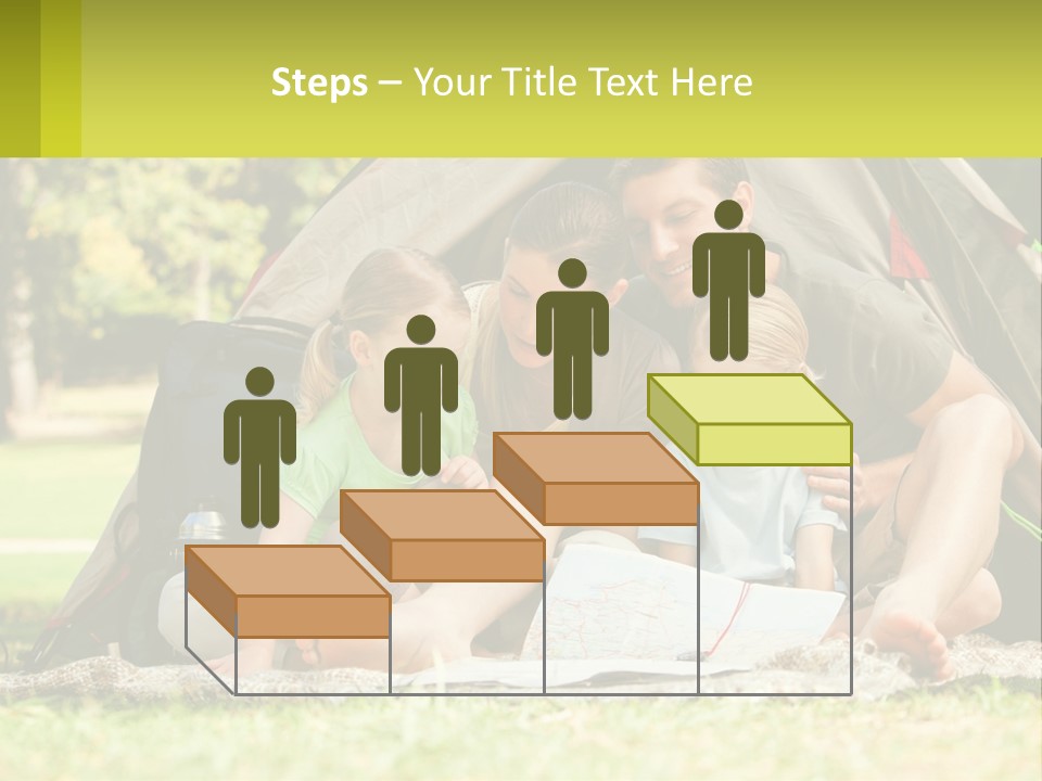 A Family Sitting In Front Of A Tent Reading A Book PowerPoint Template