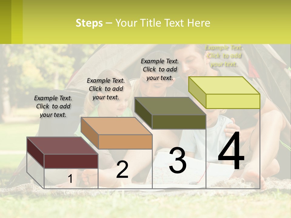 A Family Sitting In Front Of A Tent Reading A Book PowerPoint Template