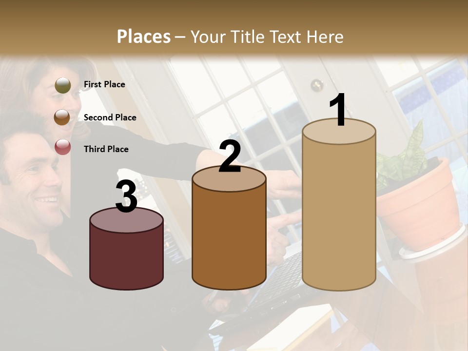 A Man And A Woman Looking At A Laptop Screen PowerPoint Template