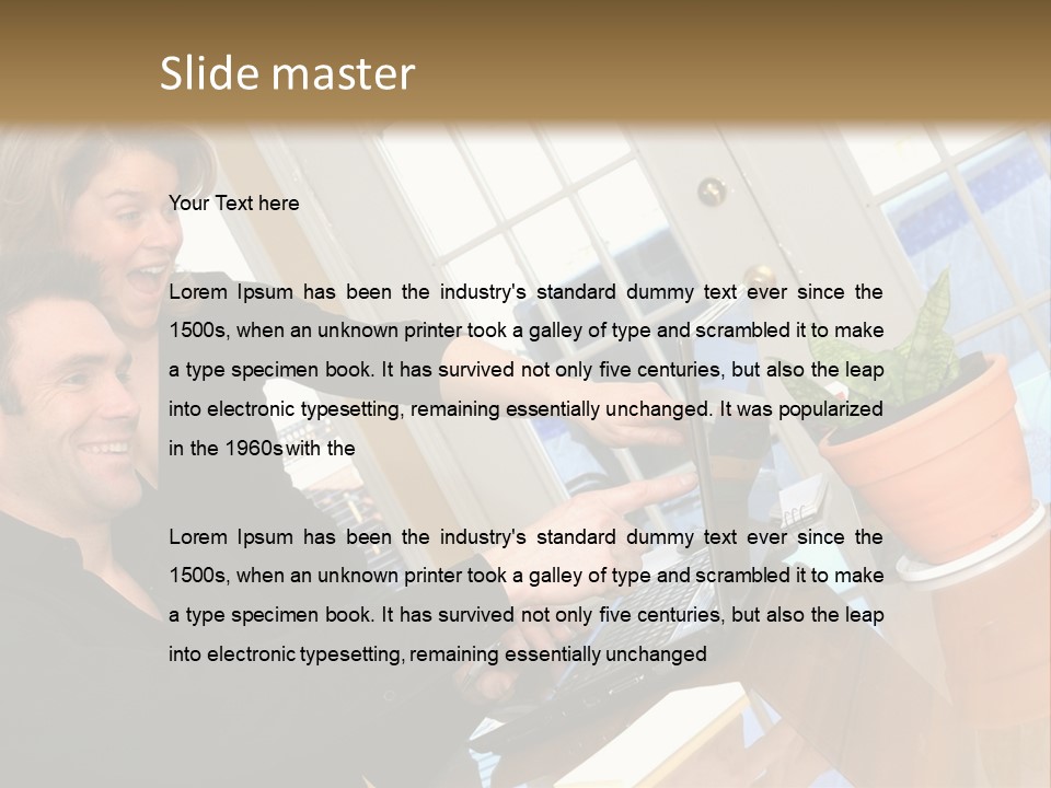 A Man And A Woman Looking At A Laptop Screen PowerPoint Template