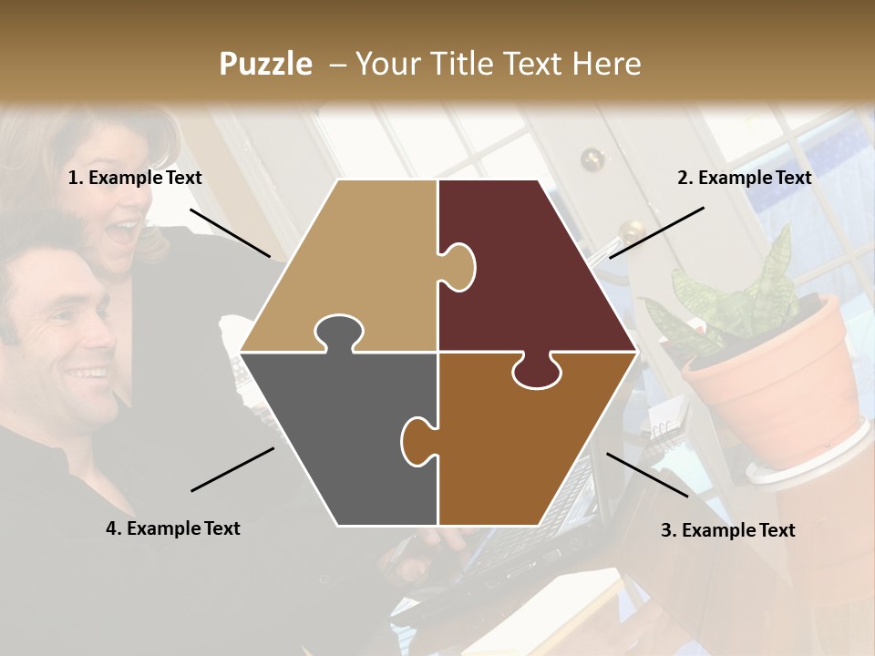 A Man And A Woman Looking At A Laptop Screen PowerPoint Template