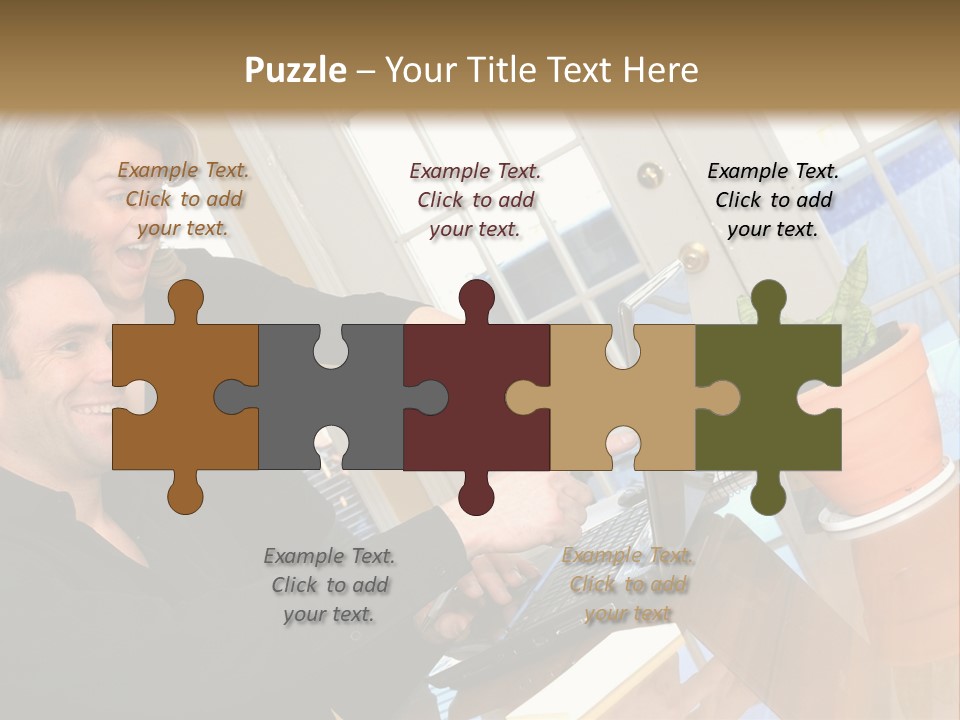 A Man And A Woman Looking At A Laptop Screen PowerPoint Template