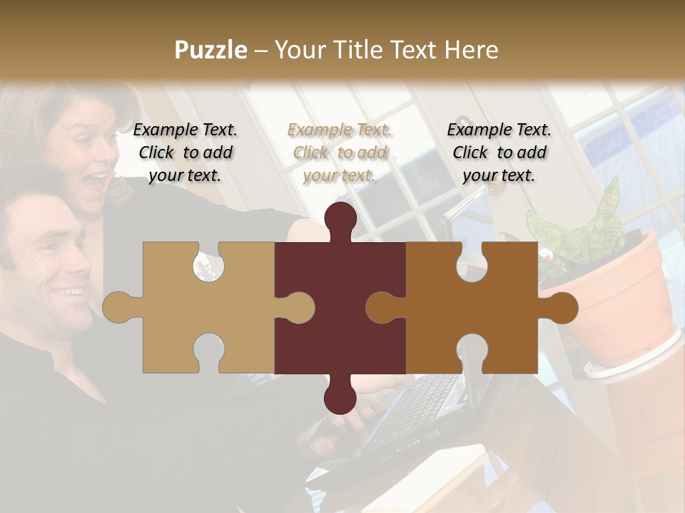 A Man And A Woman Looking At A Laptop Screen PowerPoint Template