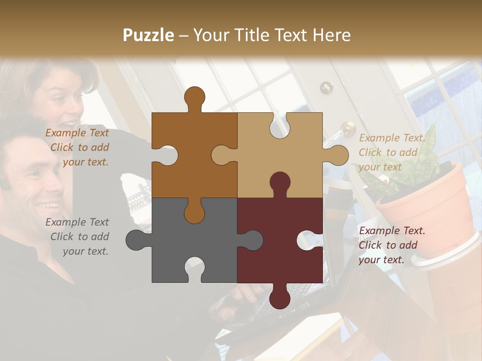 A Man And A Woman Looking At A Laptop Screen PowerPoint Template