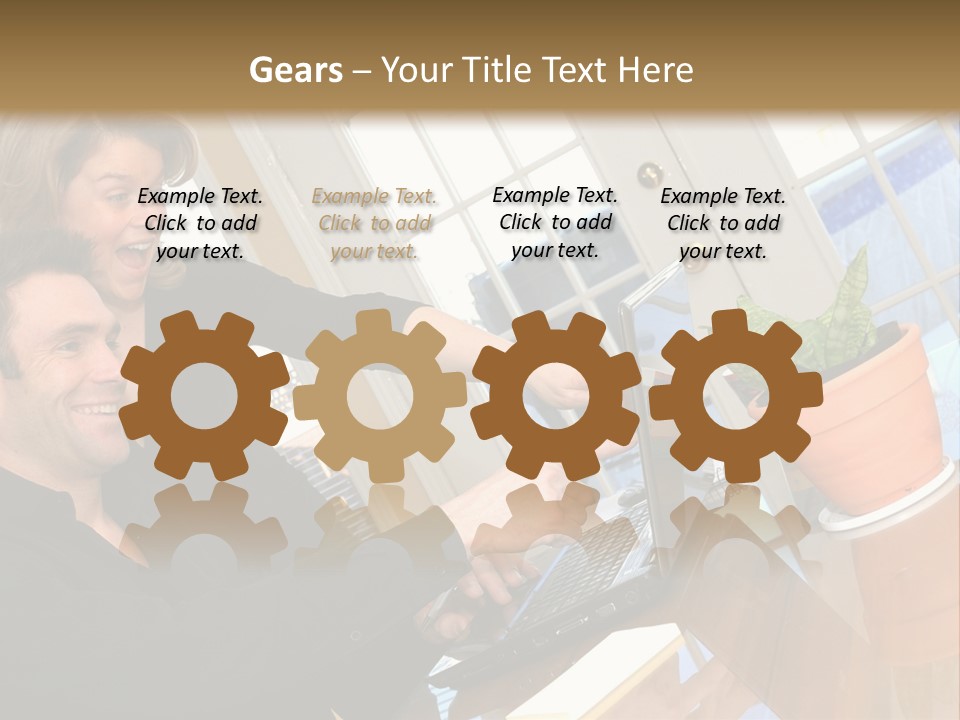 A Man And A Woman Looking At A Laptop Screen PowerPoint Template