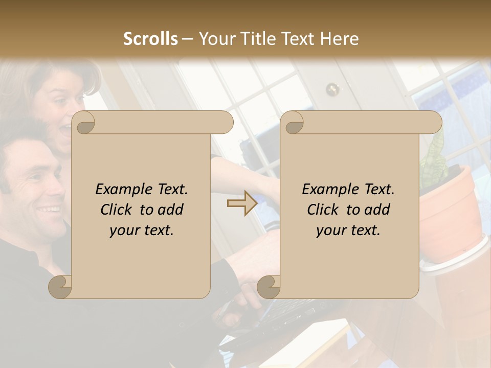 A Man And A Woman Looking At A Laptop Screen PowerPoint Template