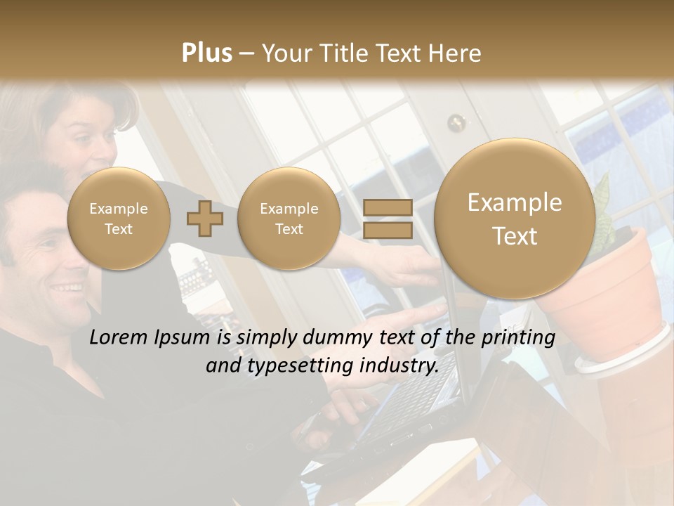 A Man And A Woman Looking At A Laptop Screen PowerPoint Template