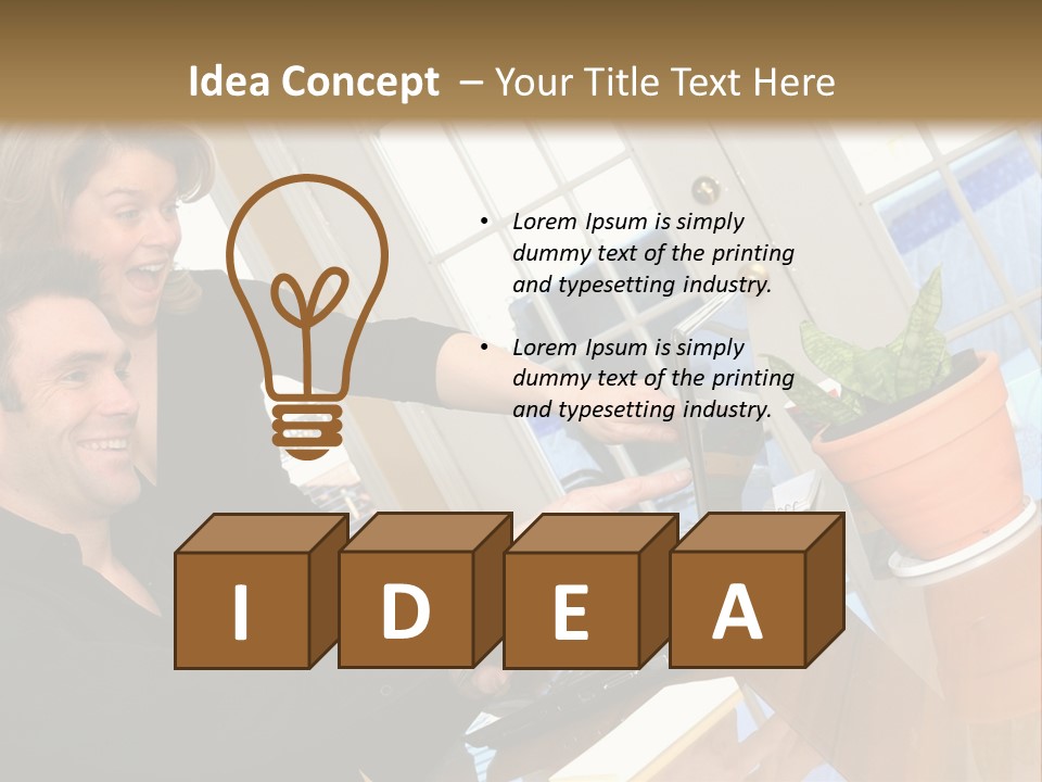 A Man And A Woman Looking At A Laptop Screen PowerPoint Template