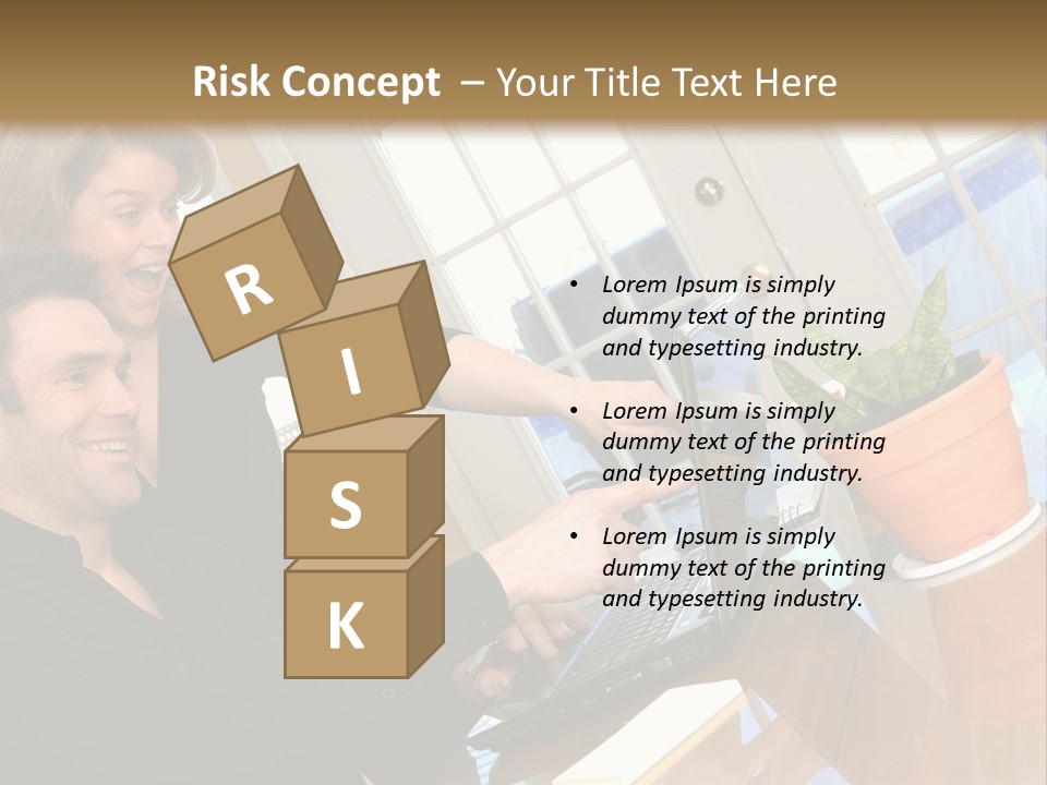 A Man And A Woman Looking At A Laptop Screen PowerPoint Template