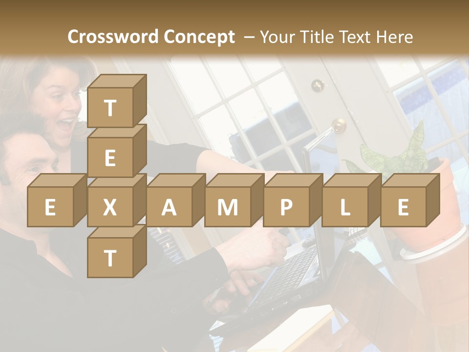 A Man And A Woman Looking At A Laptop Screen PowerPoint Template