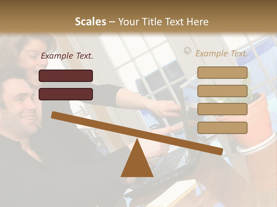 A Man And A Woman Looking At A Laptop Screen PowerPoint Template