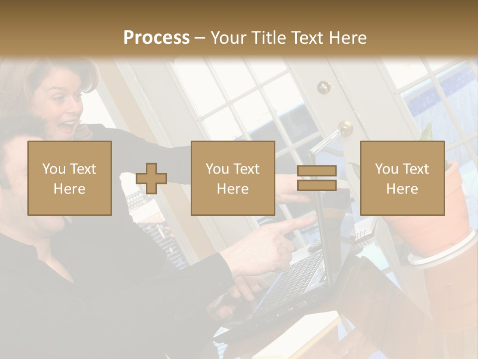 A Man And A Woman Looking At A Laptop Screen PowerPoint Template
