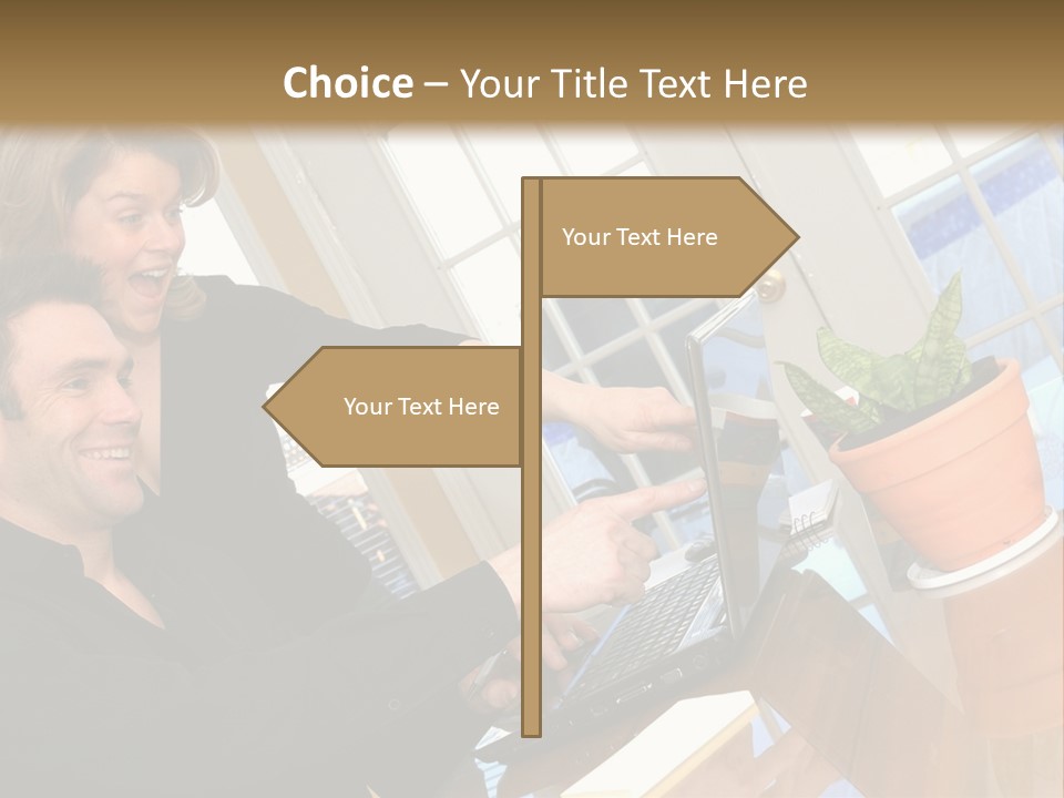 A Man And A Woman Looking At A Laptop Screen PowerPoint Template