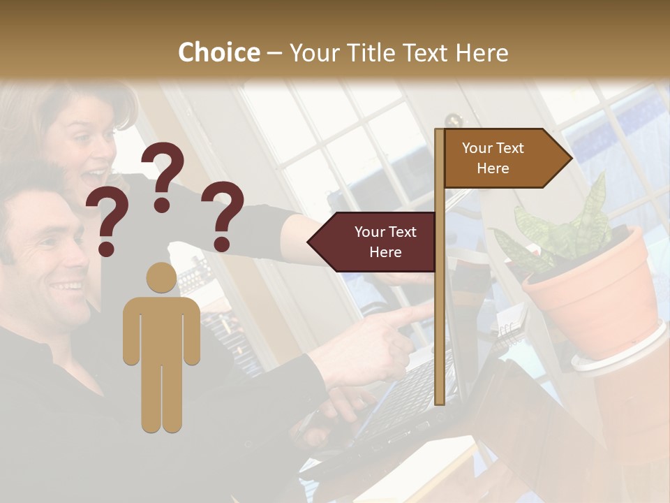 A Man And A Woman Looking At A Laptop Screen PowerPoint Template