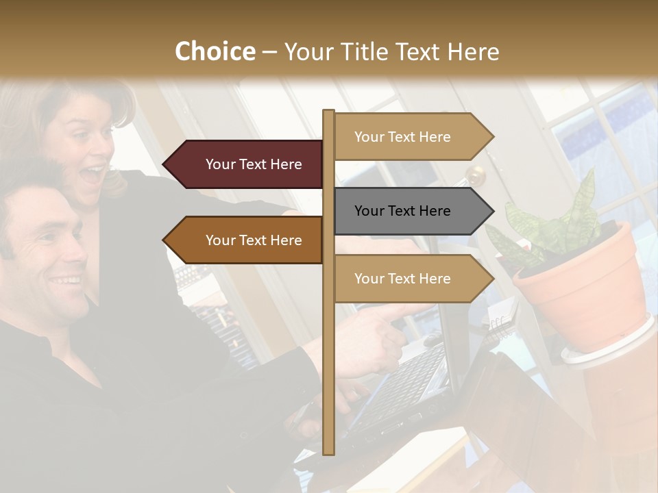 A Man And A Woman Looking At A Laptop Screen PowerPoint Template