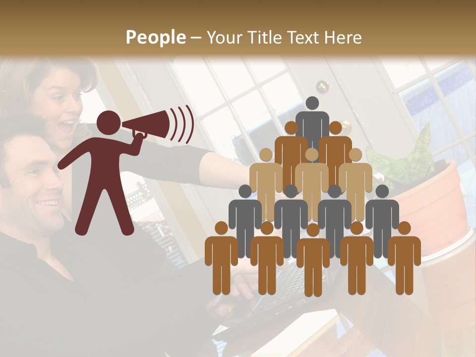 A Man And A Woman Looking At A Laptop Screen PowerPoint Template