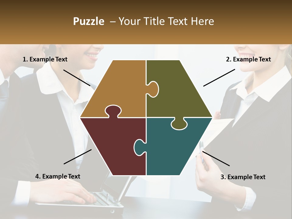 A Group Of People Standing Around A Laptop Computer PowerPoint Template