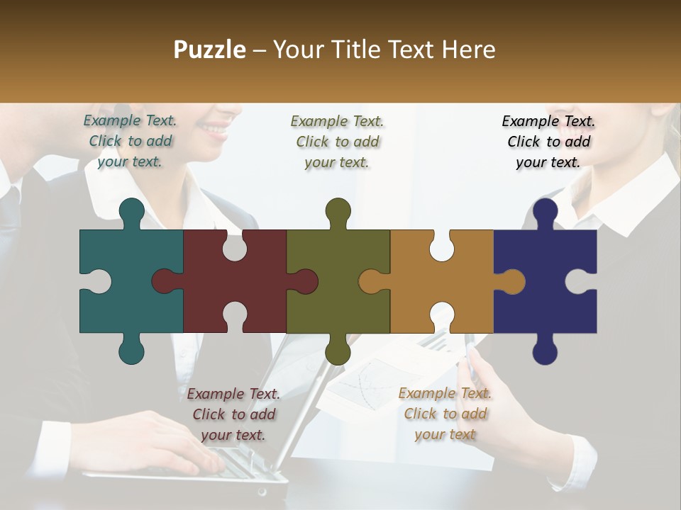 A Group Of People Standing Around A Laptop Computer PowerPoint Template