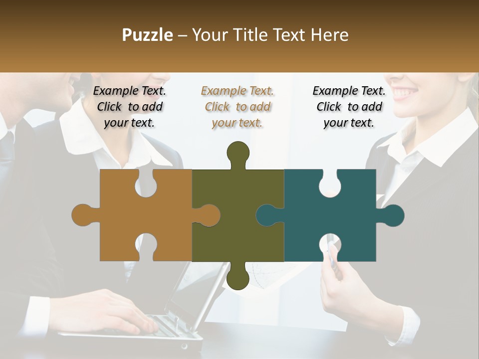 A Group Of People Standing Around A Laptop Computer PowerPoint Template