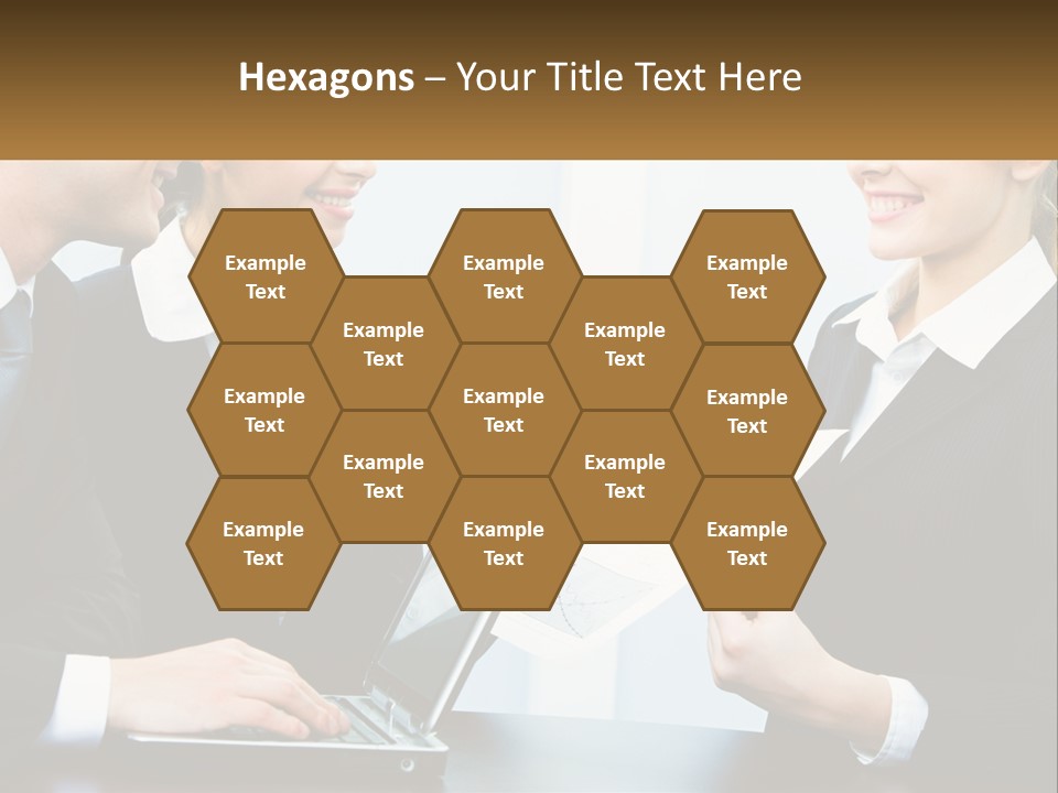 A Group Of People Standing Around A Laptop Computer PowerPoint Template