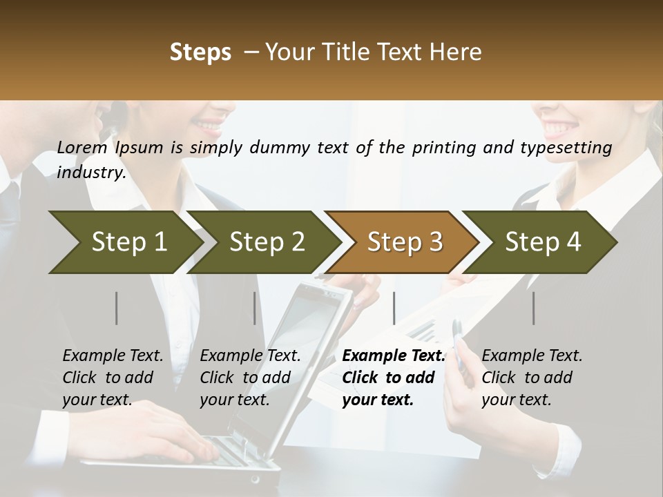 A Group Of People Standing Around A Laptop Computer PowerPoint Template
