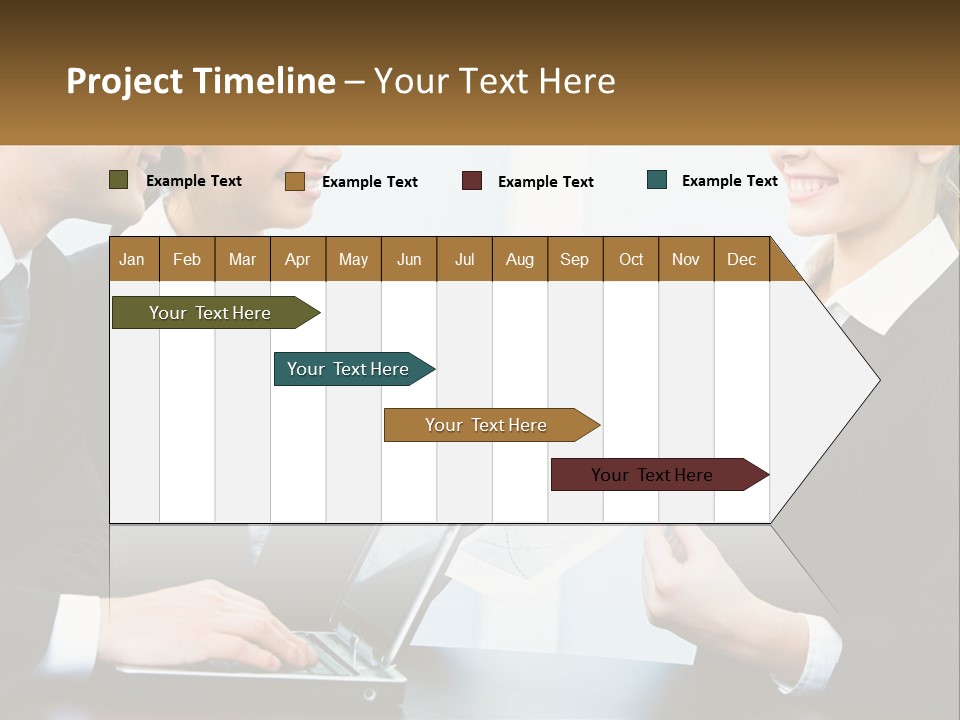 A Group Of People Standing Around A Laptop Computer PowerPoint Template