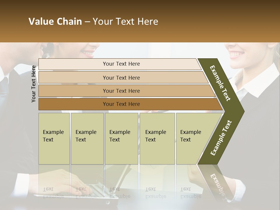 A Group Of People Standing Around A Laptop Computer PowerPoint Template
