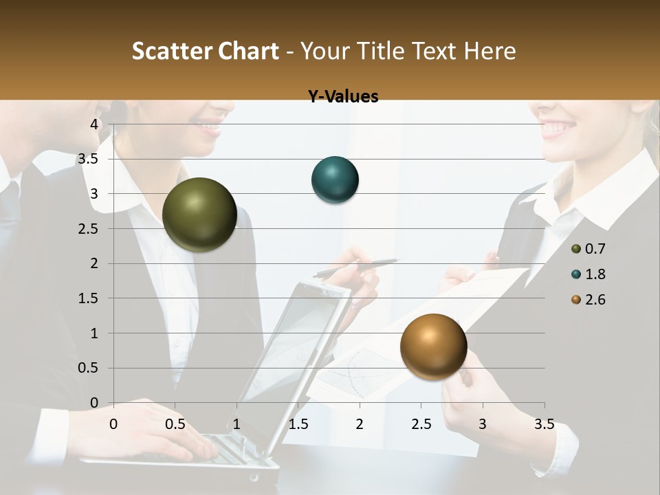 A Group Of People Standing Around A Laptop Computer PowerPoint Template