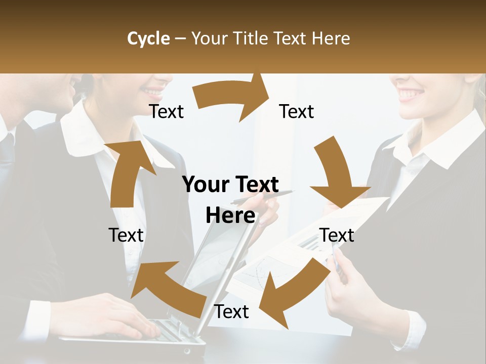 A Group Of People Standing Around A Laptop Computer PowerPoint Template