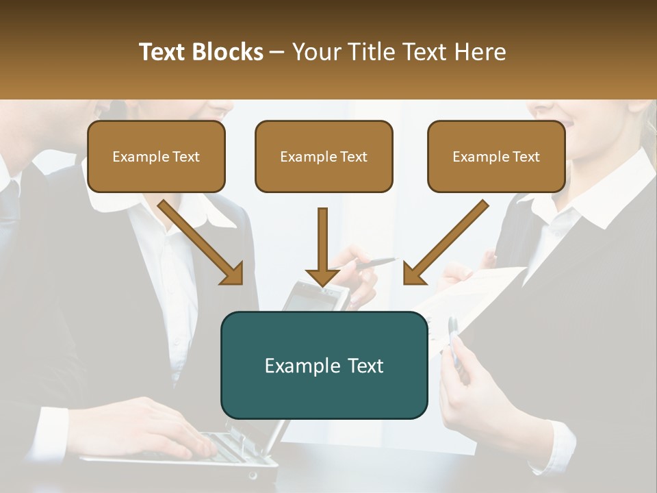 A Group Of People Standing Around A Laptop Computer PowerPoint Template