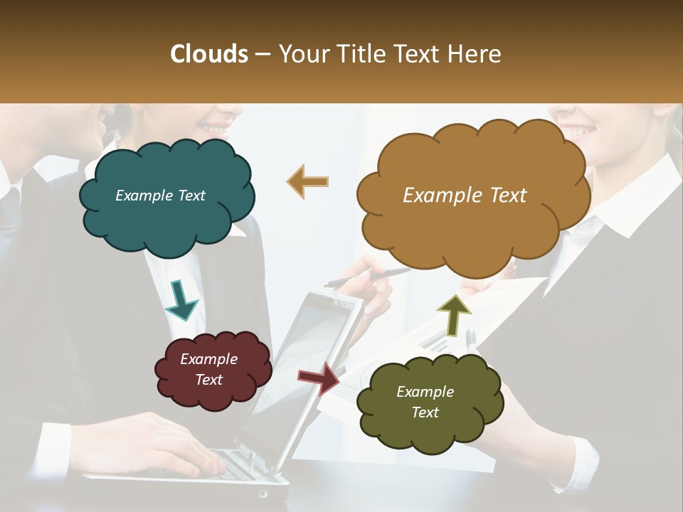 A Group Of People Standing Around A Laptop Computer PowerPoint Template